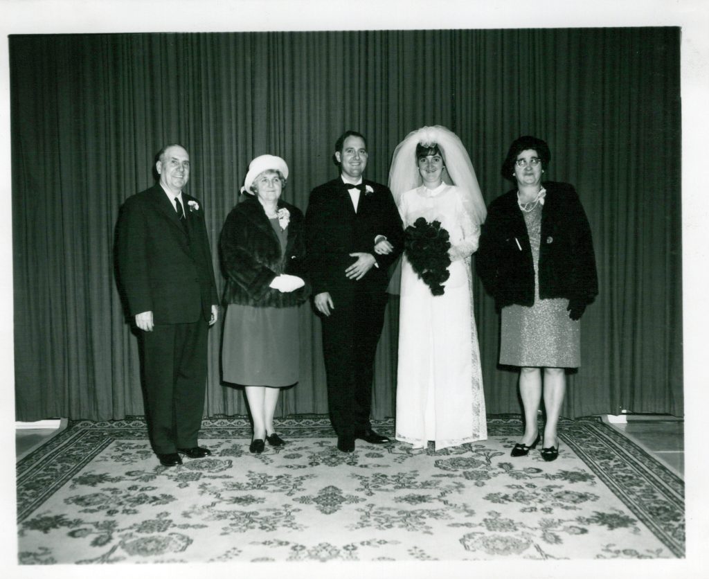 Ray and Meta Norman with their surviving parents during their wedding (1966)