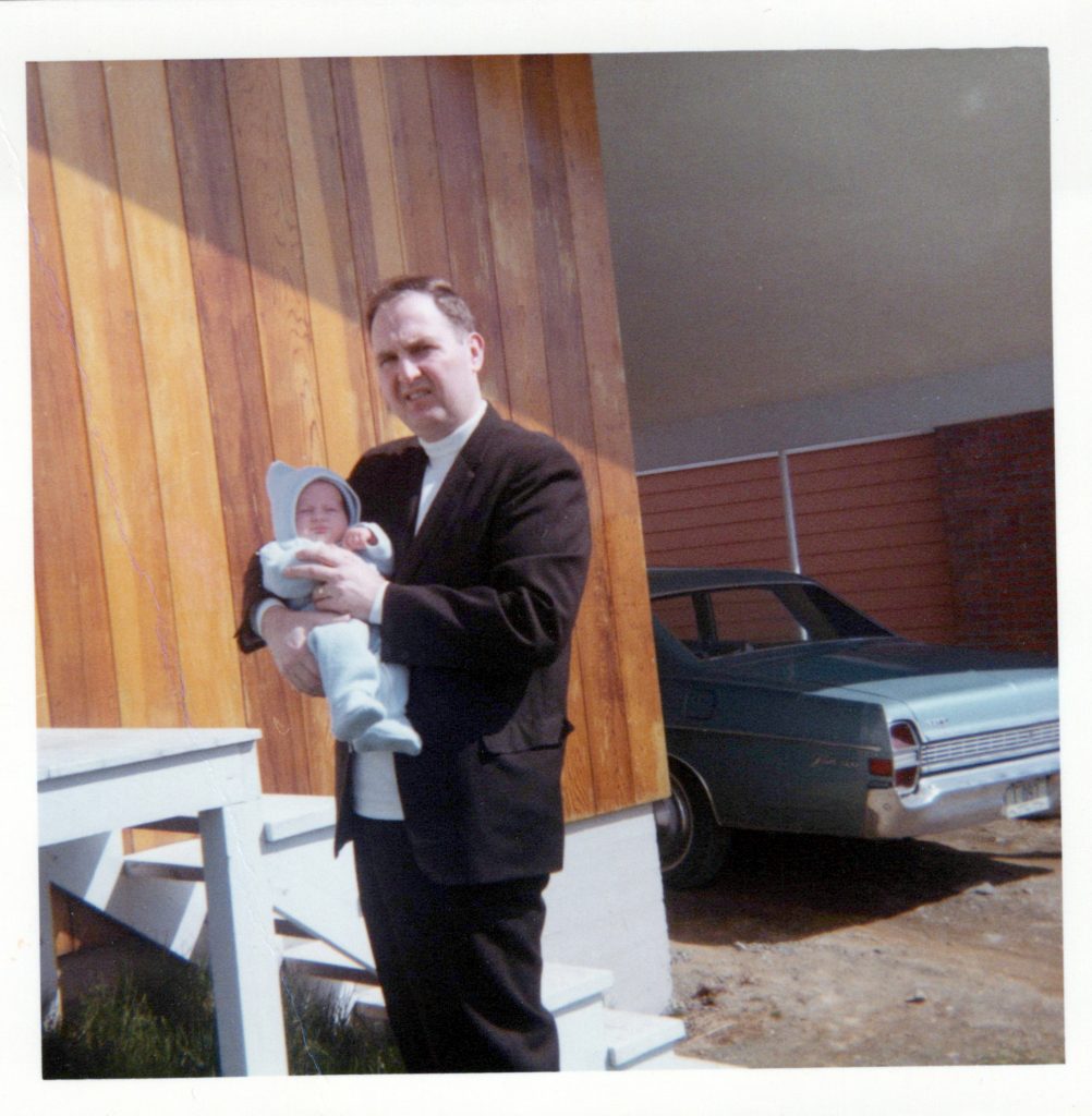 Ray Norman at front steps with Peter